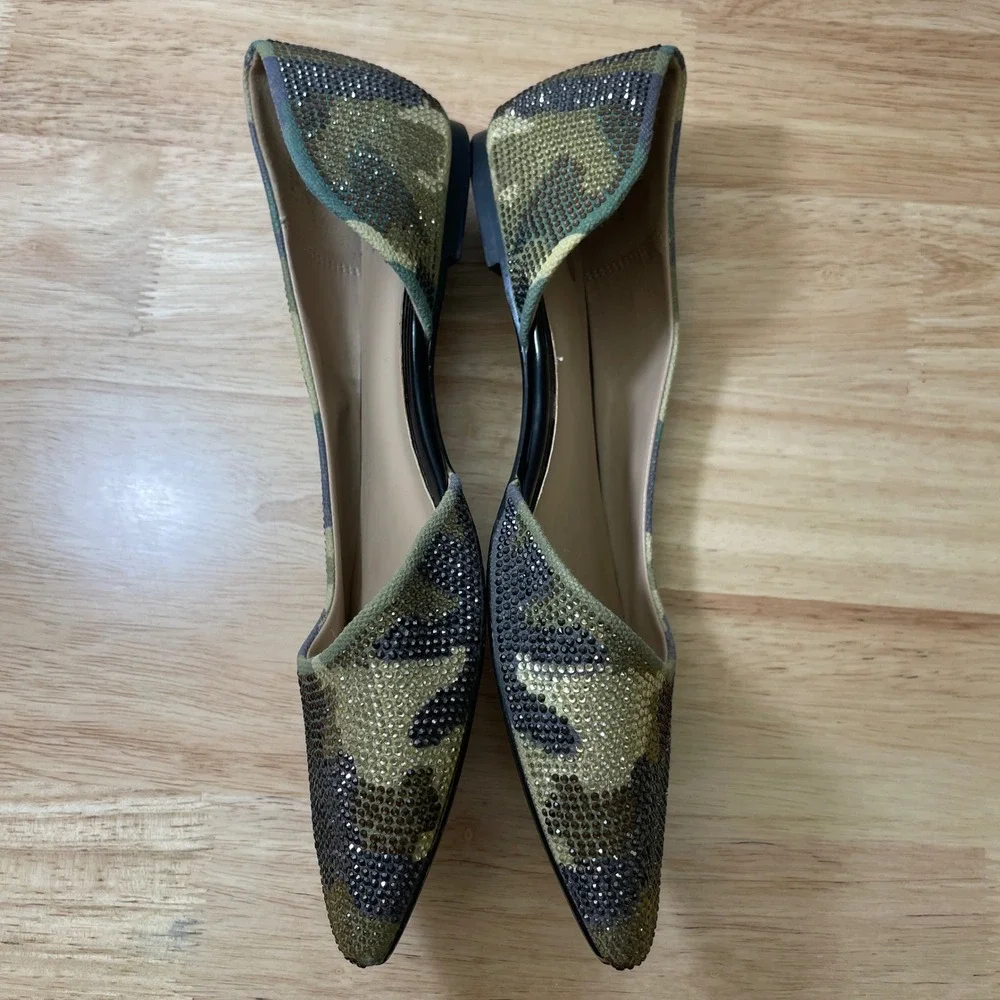 Mix No. 6 Womens Camo Rhinestone d'Orsay‎ Pointed Toe Flats Camo Size 8M